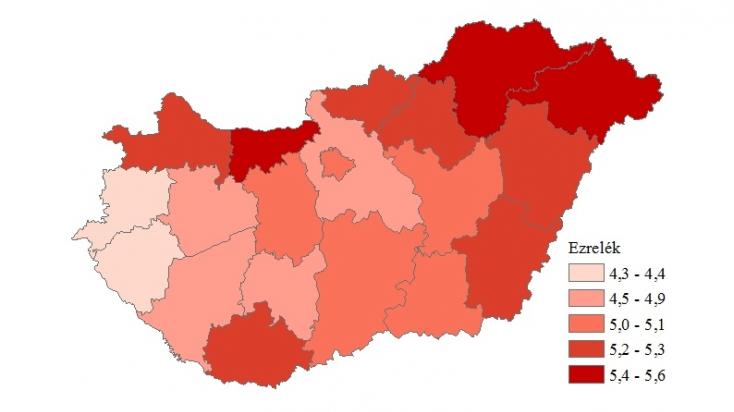 Házasságkötés ezer lakosra, 2017